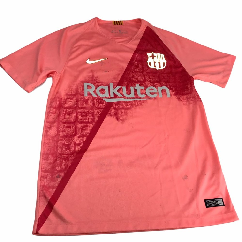 Nike Rakuten Soccer Jersey Pink Size Adult Men's Small. Barcelona. Futbol FCB.